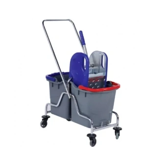 Lüks Çift Kovalı Temizlik Arabası Krom ( 2 Adet )