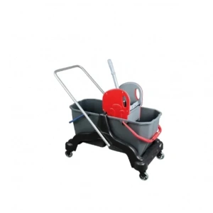 Lüks Çift Kovalı Temizlik Arabası Plastik