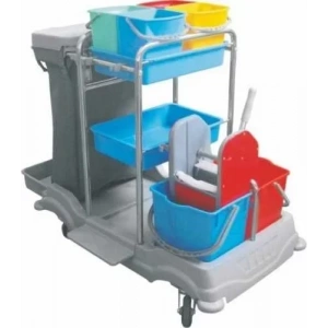 Lüks Krom Gövdeli Temizlik Kat Arabası