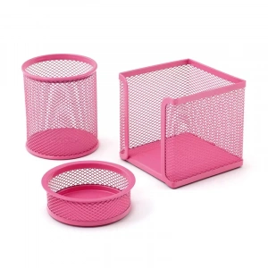 MAS 505 PEMBE METAL FİLE 3 LÜ MASA SETİ