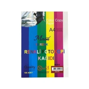Masis Renkli Fotokopi Kağıdı A4 100lü Paket 10 Renk Karışık