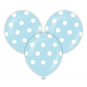Mavi Puanlı Çepeçevre Baskılı Balon 10 Adet