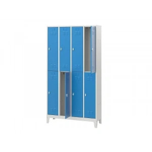 Metal Sekiz Yarım Boy Kapılı Ekonomik Soyunma Dolabı Mavi Gri Renk