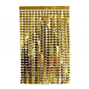Metalize Gold Kalpli Kapı Perdesi - Duvar Fonu