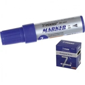 Mikro Mr-6007 Jumbo Permanent Markör Koli Kalemi Kesik Uç 7mm Mavi