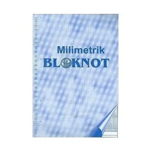 Milimetrik Bloknot Defter 70yp A4 Mavi