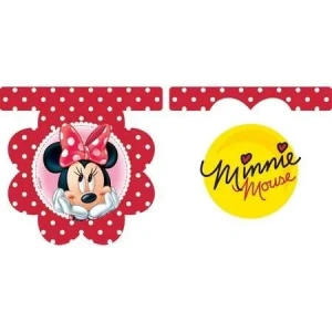 Minnie Mouse Kırmızı Çiçekli Bayrak Afiş