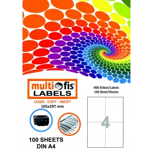 Multiofis 105x148,5 Mm Laser Etiket 5204