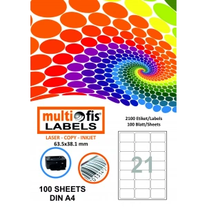 MULTİOFİS 63,5x38,1 mm LASER ETİKET 5024