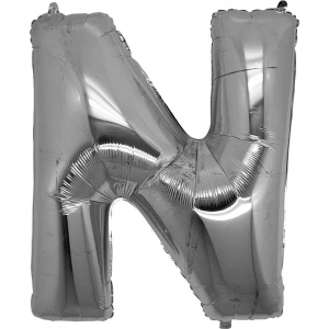 N Harfi Gümüş Folyo Balon
