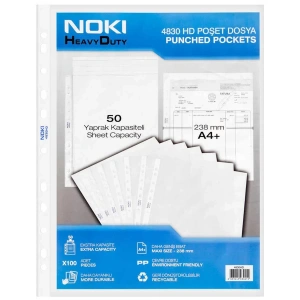 Noki Delikli Poşet Dosya A4 Xl 100lü