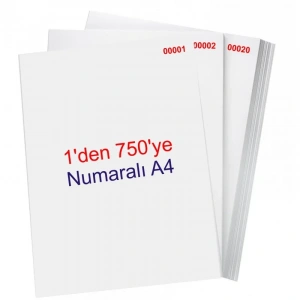 Numaralı Fotokopi Kağıdı A4 (1-750) 80gr
