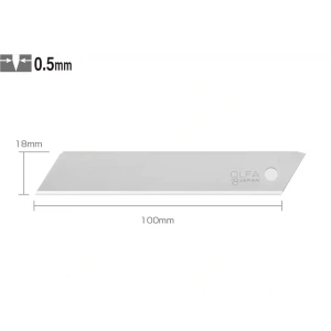 OLFA LB-SOL-10 Standart Tek Gövdeli (Kırımsız) Geniş Maket Bıçağı Yedeği (10 lu)