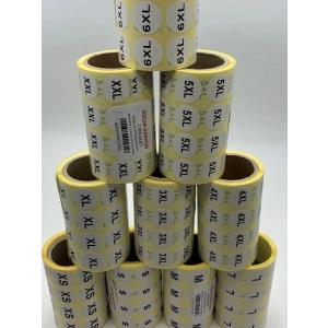 Oscar Barkod Beden Etiketi 20 Mm Yuvarlak Baskılı Xl 1000li Sarım