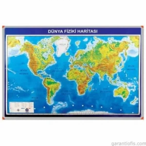 Panda PAN 405 Alüminyum Çerçeve Dünya Fiziki Haritası (70x100 cm)