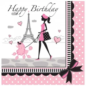 Paris Partisi Happy Birthday 16 Lı Peçete