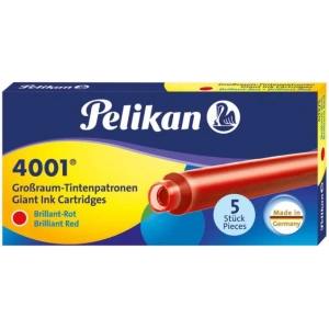 Pelikan 4001 Uzun Dolma Kalem Kartuşu 5li Kutu KIRMIZI