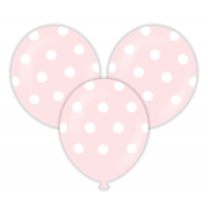 Pembe Puanlı Çepeçevre Baskılı Balon 10 Adet