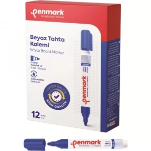 Penmark Beyaz Yazı Tahtası Kalemi Mavi Renk (12 Adet)