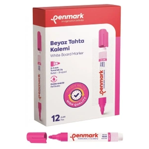Penmark Beyaz Yazı Tahtası Kalemi Pembe Renk (12 Adet)