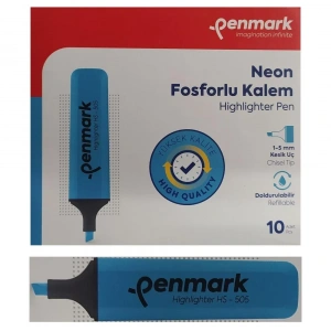 Penmark Fosforlu Kalem Neon Mavi Cam Göbeği Renk (10 Adet)
