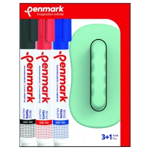 PENMARK HS-305-TK-3S BEYAZ TAHTA KALEMİ SİLGİ HEDİYELİ 3 RENK BLİSTER