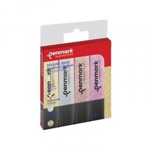 Penmark Hs-505-4s Fosforlu Kalem Seti Metalik Simli 4 Renk Blister