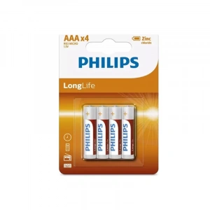 Philips R03l4f-10 Longife Çinko Aaa İnce Kalem Pil 4lü