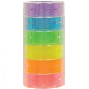 Pin Kristal Şeffaf Bant Renkli Makaralı 19 mm. x 33 mt. 6lı Paket