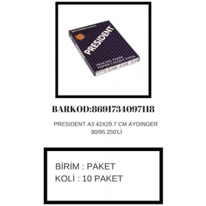 PRESIDENT AYDINGER A3 90/95 250 Lİ