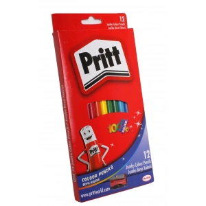 Pritt Jumbo Üçgen Kuru Boya Kalemi 12 Renk Set Karton Kutu