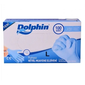 Pudrasız Mavi Nitril Medikal Muayene Eldiveni ( L ) 100 Adet