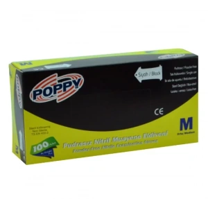 Pudrasız Siyah Nitril Medikal Muayene Eldiveni ( M ) 100 Adet