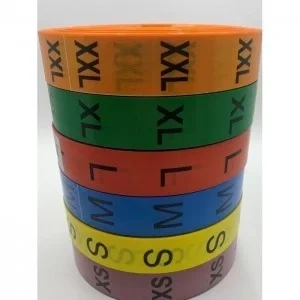 RENKLİ BEDEN ETİKETİ XS,S,M,L,XL,XXL BEDENLER 400 ADET
