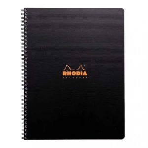 Rhodia Active Çizgili Defter Siyah Plastik Kapak Spiralli 90g 80 Yaprak 225x297mm