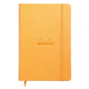 Rhodia Boutique Webnotebook Italyan Deri Çizgisiz Defter (yandan) Turuncu Sert Kapak