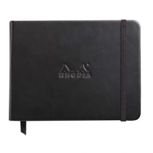 Rhodia Boutique Webnotebook Italyan Deri Kısa Kenarlı Ciltli(yandan) Çizgili Defter Siyah Sert Kapak