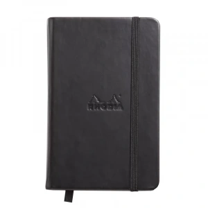 Rhodia Sert Kapak Lastikli Defter Noktalı Siyah 9x14cm
