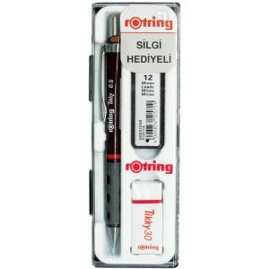Rotring Tikky Versatil Kalem + Min + Silgi Okul Seti 0.5 mm BORDO
