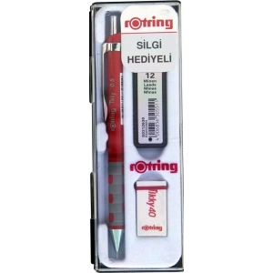 Rotring Tikky Versatil Kalem + Min + Silgi Okul Seti 0.5 mm KIRMIZI