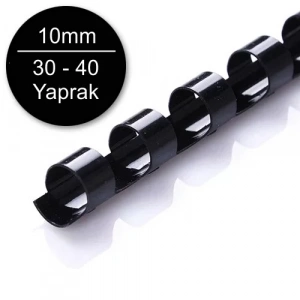 Sarff 10mm Siyah Plastik Spiral 30-40 Yaprak Kapasiteli (100 Lü Kutu)