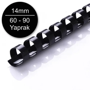 Sarff 14mm Plastik Spiral Siyah 60-90 Yaprak Kapasiteli (100 lü Kutu)