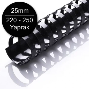 Sarff 25mm Plastik Spiral Siyah 220-250 Yaprak Kapasiteli (50 Li Kutu)
