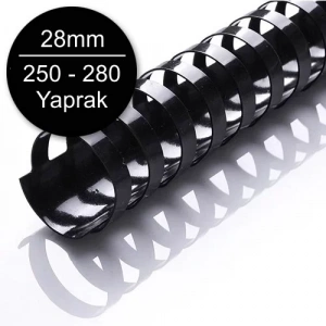Sarff 28mm Plastik Spiral Siyah 250-280 Yaprak Kapasiteli (50 li Kutu)