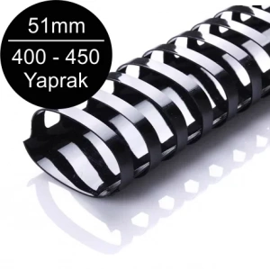 Sarff 51mm Plastik Spiral Siyah 400-450 Yaprak Kapasiteli (50 li Kutu)