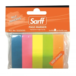 Sarff 5x15x50mm Fosforlu Renkler Kağıt Ayraç(5x100) - 500yp