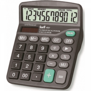 Sarff 837 Güneş Enerjili-Pilli Hesap Makinesi 12 Haneli Güneş Enerjili-Pilli