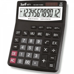 Sarff 871 Pilli-Güneş Enerjili Hesap Makinesi 12 Haneli