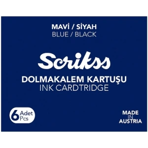 Scrikss Dolma Kalem Kartuşu 6lı Kutu MAVİ-SİYAH