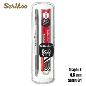Scrikss Versatil Kalem Graph-X 0.5mm Saten Gri 3lü Set